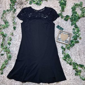 Lauren Ralph Lauren Black Lace Cap Sleeve Dress